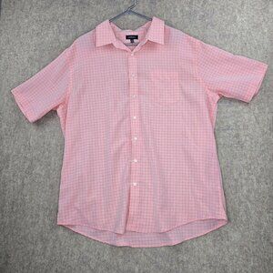 Croft & Barrow Men’s XL Pink Short Sleeve Plaid Button-Up Shirt Polyester